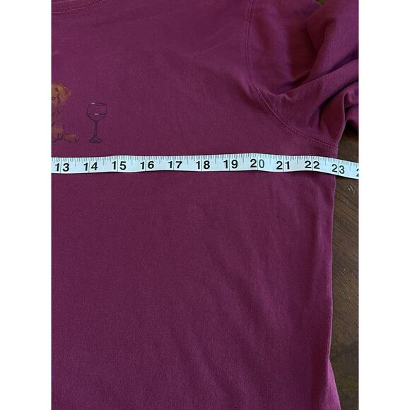 Life is good ls tee size XL perfect pairing theme wine with puppy Dog Pink - Picture 6 of 8